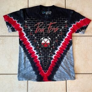 Vintage Liquid Blue Pink Floyd The Wall Hammer Red Tie Dye T-Shirt